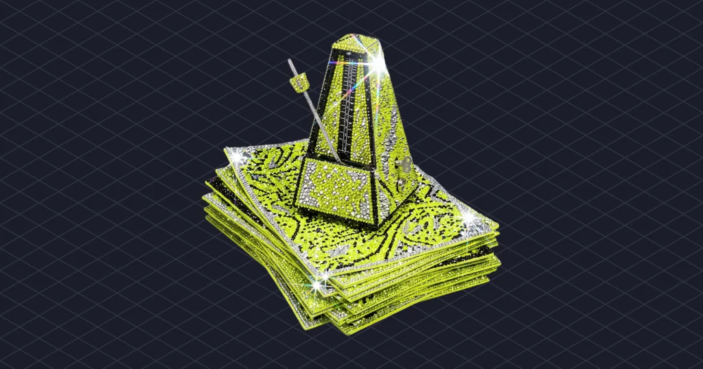 Stack of unsigned contracts held down by a ticking metronome