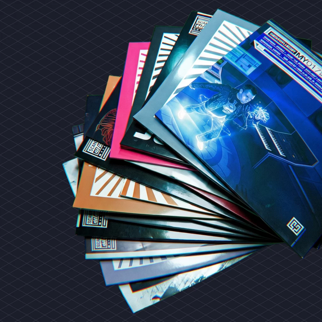 Hardstyle History A Trademarked Genre That Lost Only to the Weather illustration 2 dark – Mubert Fanned-out stack of hardstyle vinyl records