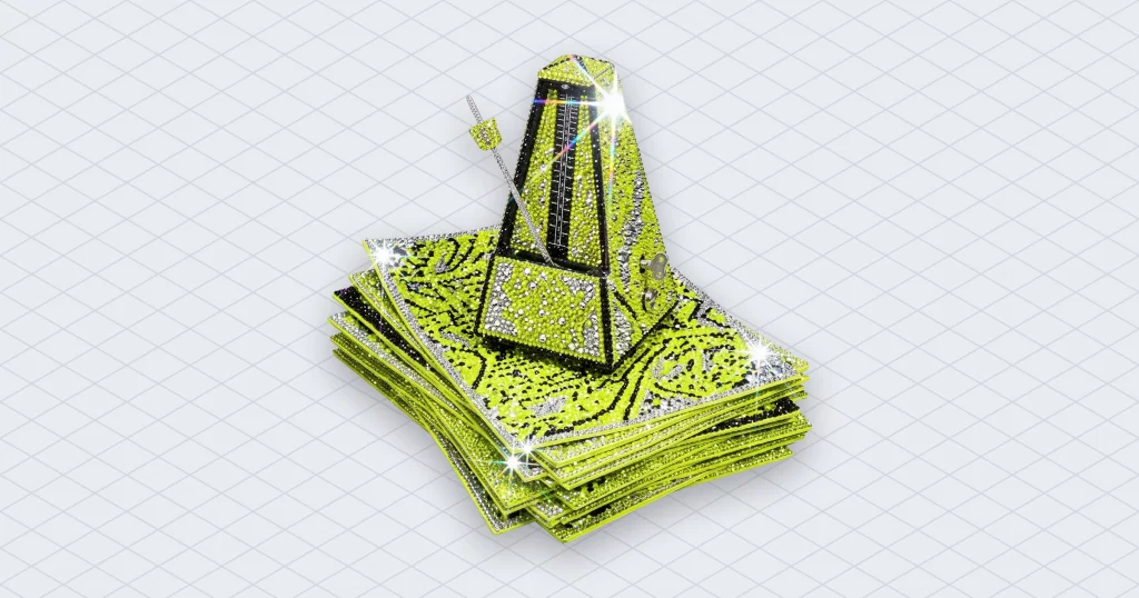 Stack of unsigned contracts held down by a ticking metronome