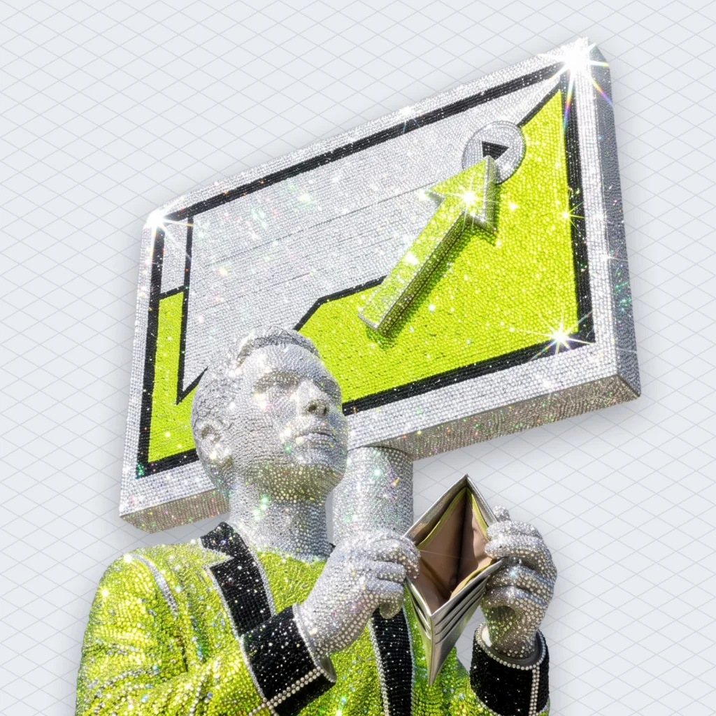 Spotify AI Remix Service Targets Early 2027 FT Says Fans Pay Extra Original Artists Keep the Royalties illustration 2 – Mubert Spotify chart on a big screen where a fan's dance remix is shown as a small arrow pushing the original song's play counter up, while the fan who made the remix looks at an empty wallet