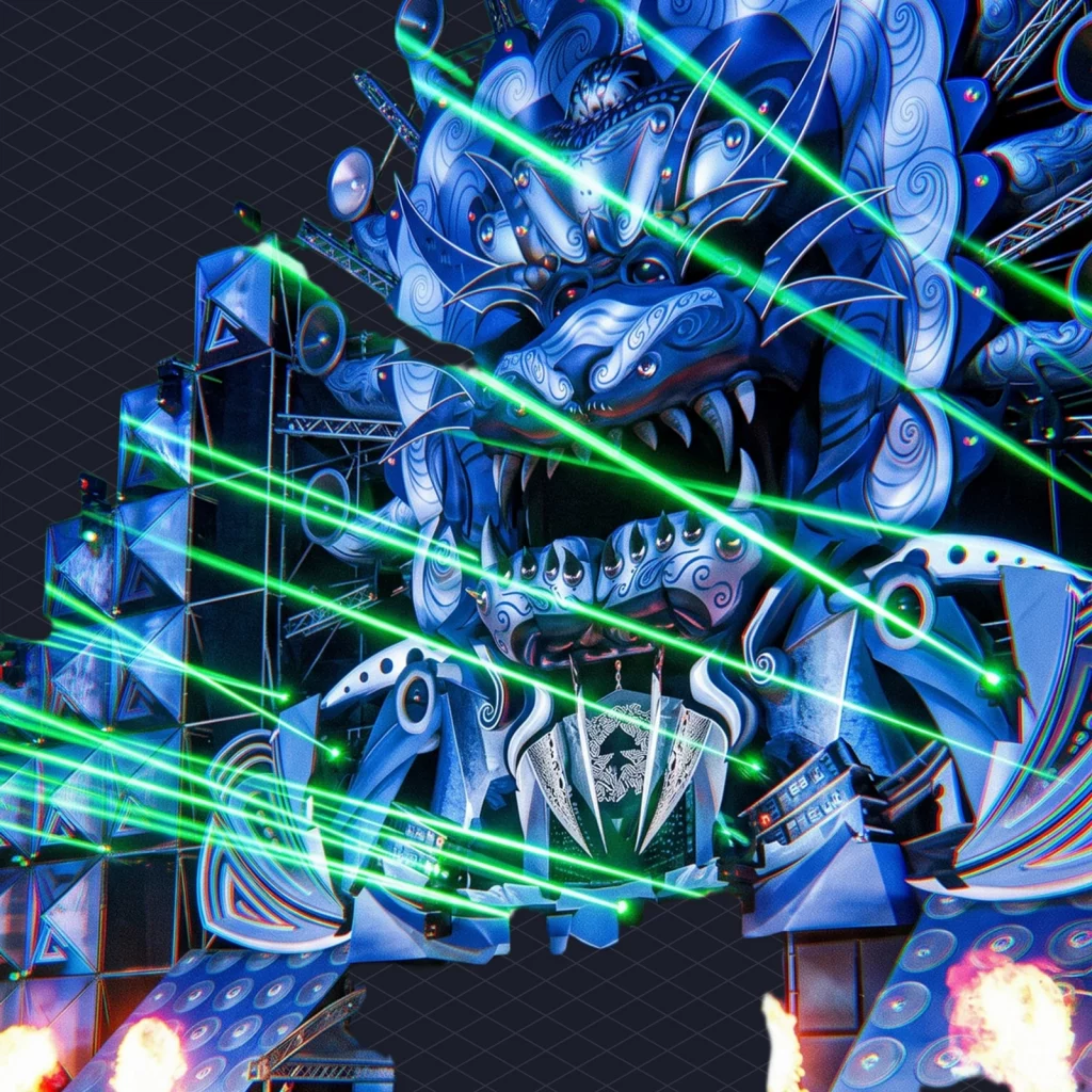 Hardstyle History A Trademarked Genre That Lost Only to the Weather illustration 6 dark – Mubert Monster-shaped festival stage cut by green lasers