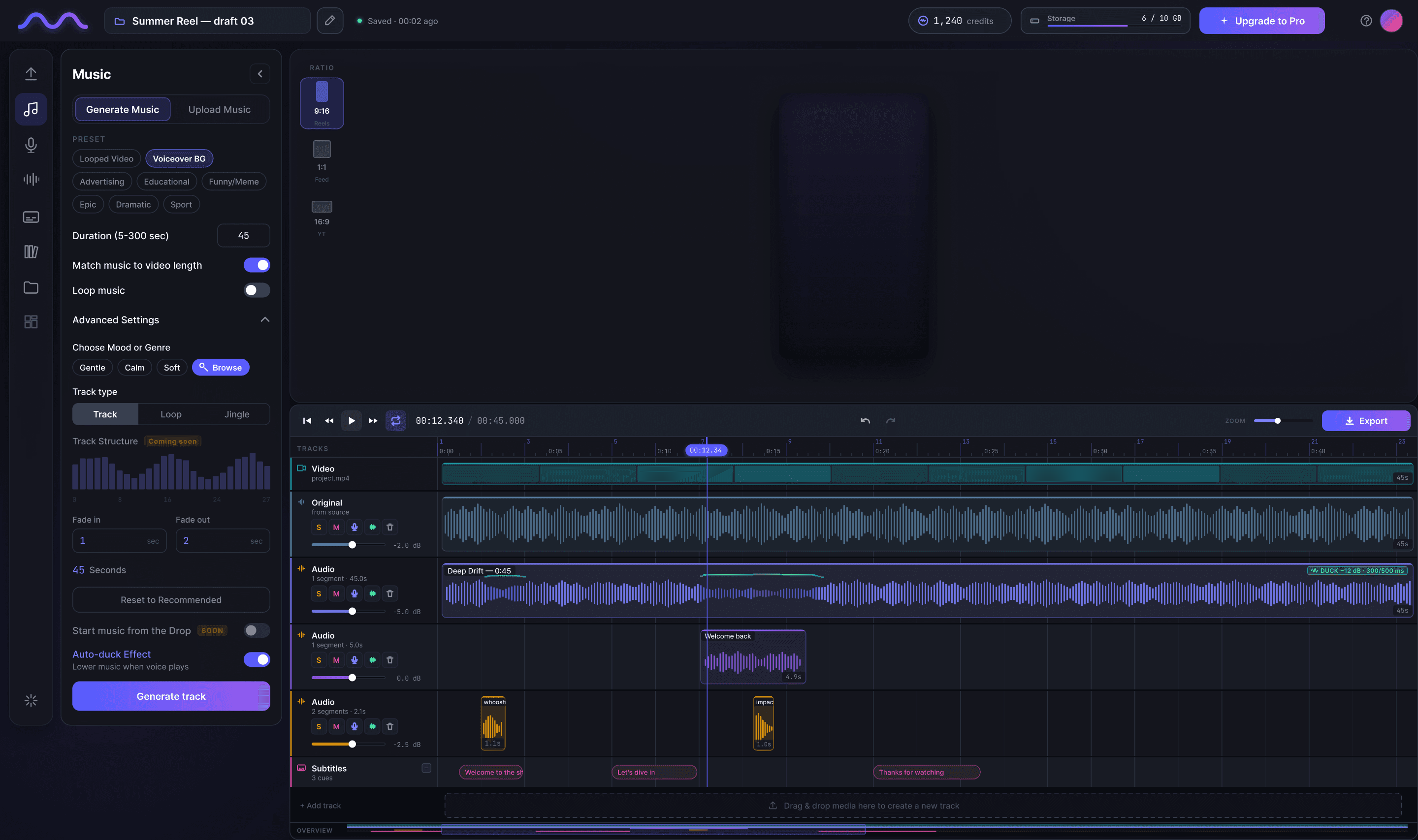 Mubert Fuse interface
